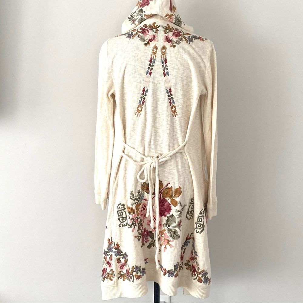 Johnny Was Biya floral Embroidered Cardigan Oversized XS Boho Cottage Romantic - Picture 10 of 16